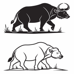 gaur black silhouette icon vector