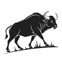 gaur black silhouette icon vector