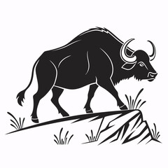 gaur black silhouette icon vector