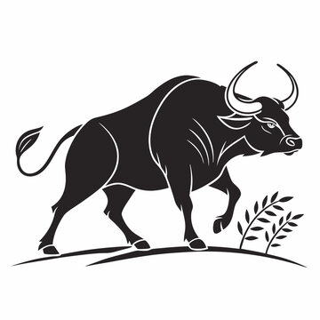 gaur black silhouette icon vector