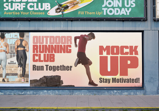 Combined Billboard Mockup on an Urban Wall