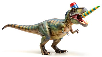 Obraz premium Tyrannosaurus Rex Party Hat and Horn