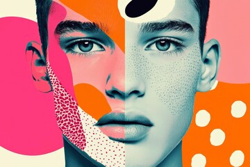 Contemporary abstract portrait showcasing a young man.