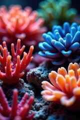 Close-up, diverse coral textures, soft and hard , invertebrate, marine animals