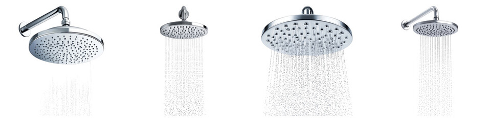 Rainfall showerhead isolated on transparent background. PNG ,Set of