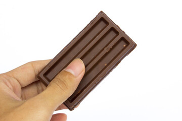 A whole milk chocolate bar isolated on white background.