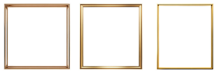 Gold frame isolated on transparent background. PNG ,Set of