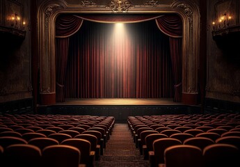 Silent ambiance of a theater with unoccupied seats. 