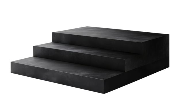  Black Three steps of stairs on transparant background 