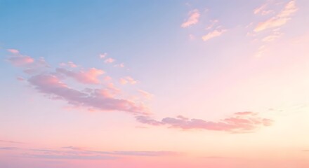Fototapeta premium A pastel pink and blue cloudy sky with a soft, dreamy glow, AI Generated