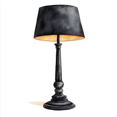 Obraz premium Elegant Black Table Lamp Watercolor Illustration