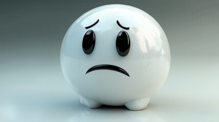 Sad white ball expressing negative emotions with a frown. Ai generated