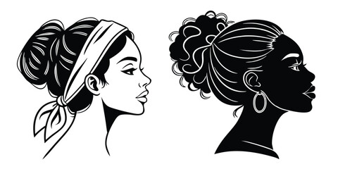 woman heads silhouettes