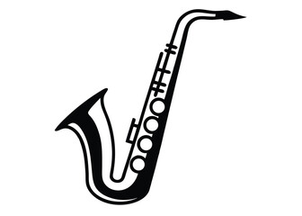 Saxophone with musical notes vector art and illustration