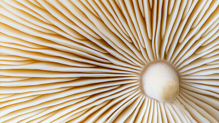 Paper-thin mushroom gills close-up with soft lighting