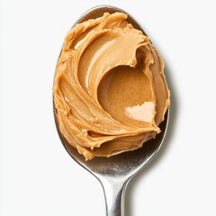 Peanut butter on a spoon on transparent background