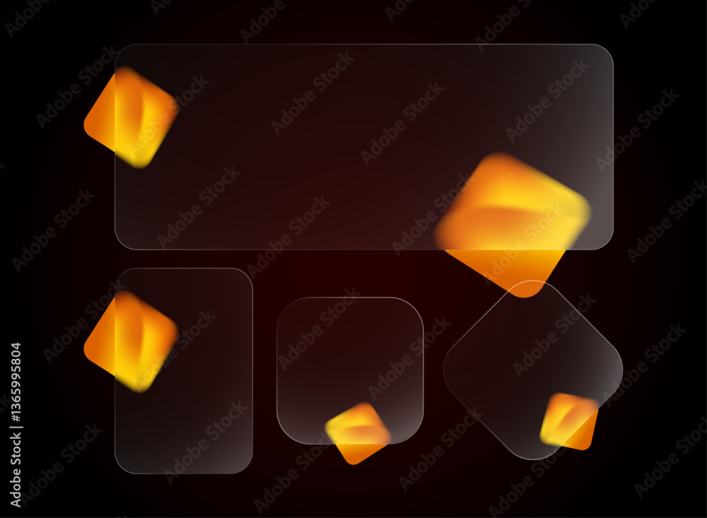 Poster set of rectangular shape frame modern trendy gradient glass morphism shape vector design