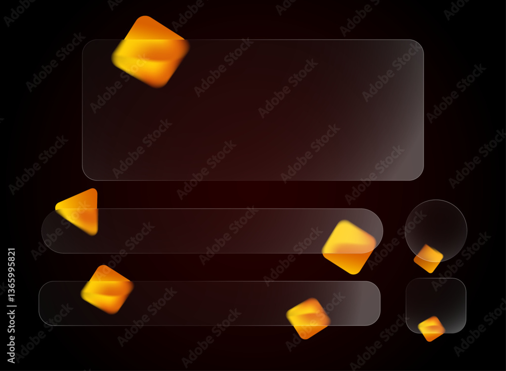 Poster round and rectangle frame layout template modern trendy gradient glass morphism shape vector illustr
