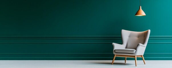 Timeless classic reading space with deep green walls, a cozy armchair, and warm light