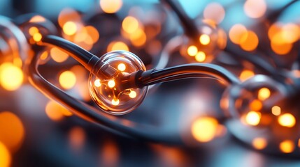 Obraz premium Abstract nanotechnology structure with glowing spheres connecting nodes
