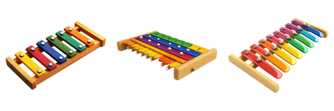 Xylophone isolated on transparent background. PNG ,Set of
