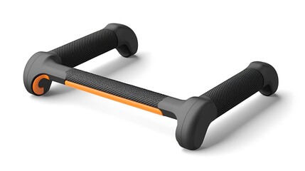 A black and orange object with a black handle