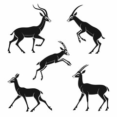 Fototapeta premium gazelle icon set black silhouette icon vector bundle