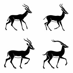 gazelle icon set black silhouette icon vector bundle