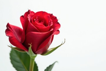Stunning red rose, vividly colored, isolated on a crisp white backdrop , plant, isolated, image