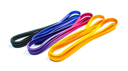 A row of colorful rubber bands