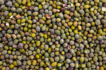 Raw green mung beans texture background