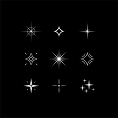 Sparkle flat vector icons. Shine flat vector icons. Glow flat vector icons