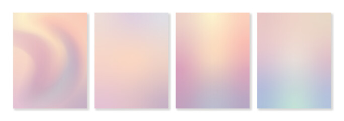 Fototapeta premium Set of 4 vector gradient backgrounds in light pastel colors with soft transitions. For covers, greeting cards, invitations, social media, posters and other projects. For web and printing.