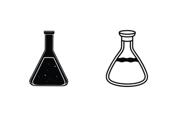 Laboratory Glassware Erlenmeyer Flasks, Science Experiment Icons, Chemistry Symbols
