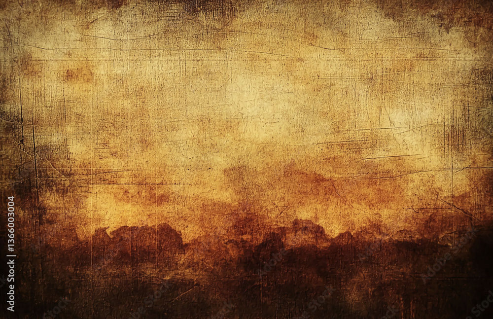 Poster abstract grunge texture with brown and yellow tones creating a distressed and aged visual effect