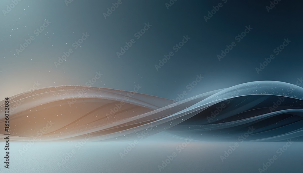 Poster flowing abstract waves in a tranquil landscape digital art serene environment soft color gradients m