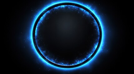 Obraz premium Electric Blue Ring: A Modern Circular Design with a Glowing Edge and Deep Black Center
