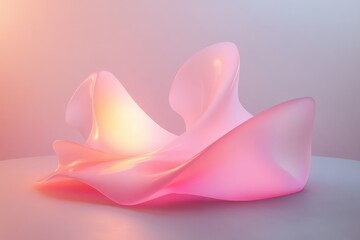 Fototapeta premium Fluid sculptural design with soft curves and illuminated hues captured in a serene setting