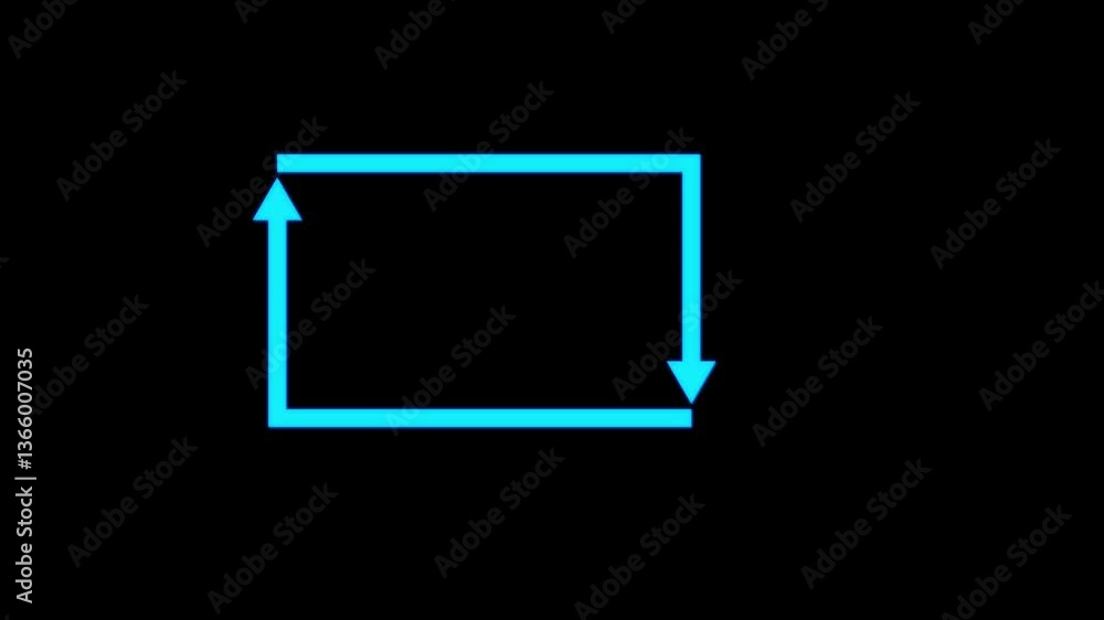 Poster rectangle dual arrow icon .dual animated neon arrows pointing in opposite directions | glowing anima