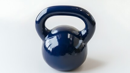 A blue kettle sits on a white background