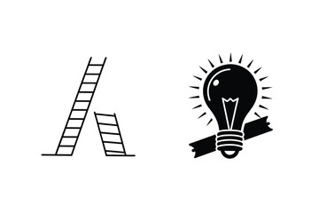 Broken Ladder, Idea Lightbulb, Success, Achievement, Progress, Growth, Innovation, Vision, Inspiration © pankajkumar