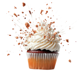PNG Exploding cupcake dessert cream food.
