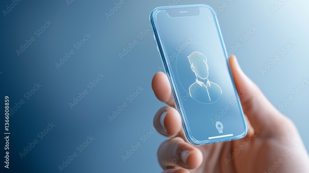 Poster secure mobile access, biometric fingerprint scan on smartphone for enhanced security