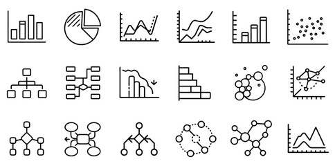 "Diagram Graph Line Icon Representing Data Visualization, Analytics, and Statistical Charts in a Clean and Modern Line Design"