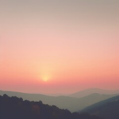 Fototapeta premium Serene Sunset Over Misty Mountain Ranges