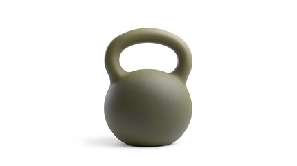 A green kettlebell sits on a white background