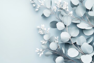 white flowers on blue background