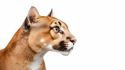 Obraz premium Profile Of A Cougar Against White Background