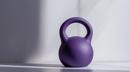 A purple weight ball sits on a table