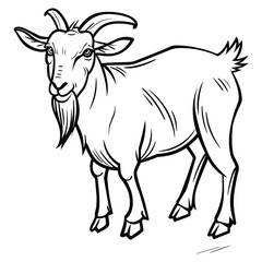 Hand-drawn Goat Illustration - Black and White Line Art